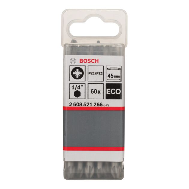 Бита двостороння Bosch Standard PZ 2/PZ 1 x 45 мм, 60 шт (2608521266), фото , зображення 2 | SNABZHENIE.com.ua