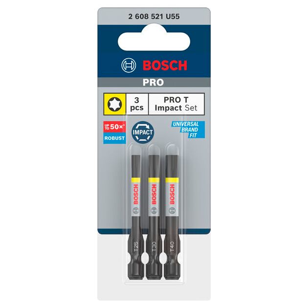 Насадка PRO Torx Impact, T25, T30, T40, 55 мм, 3 шт. BOSCH, фото , изображение 2 | SNABZHENIE.com.ua