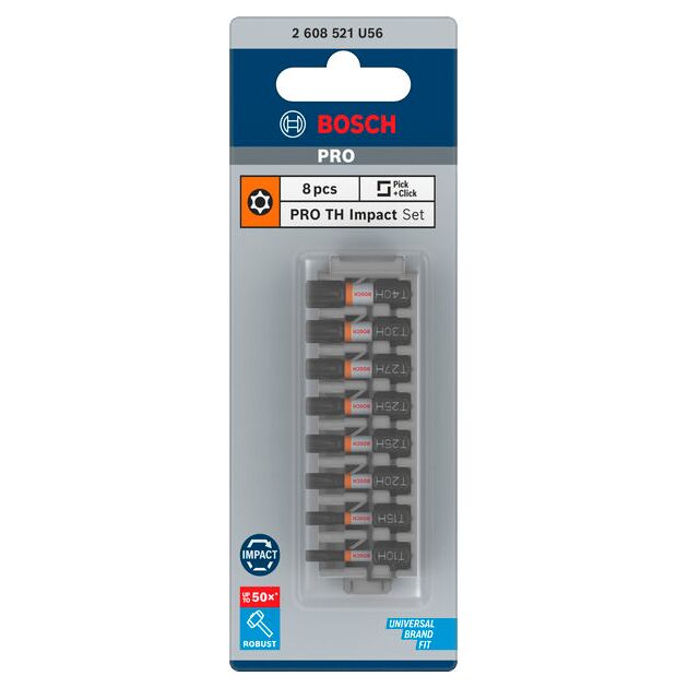 Насадка PRO Torx Security Impact, T10H, T15H, T20H, T25H(x2), T27H, T30H, T40H, 25 мм, 8 шт. BOSCH, фото , зображення 2 | SNABZHENIE.com.ua