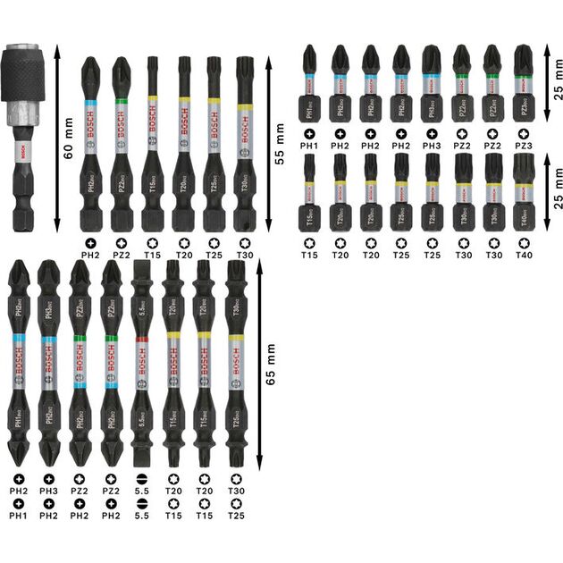 Набор для загвинчивания PRO Impact, 31 шт., BOSCH, фото , изображение 3 | SNABZHENIE.com.ua