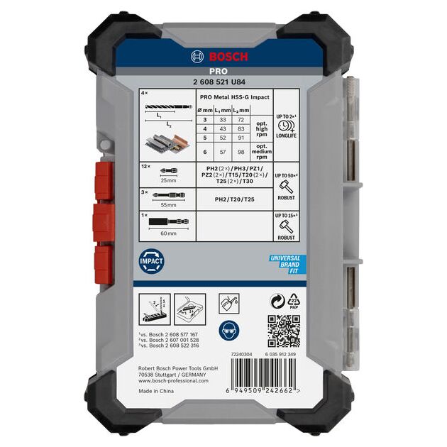 Набір PRO Impact Screwdriving and Metal Drilling Mixed Set, 20 шт. BOSCH, фото , зображення 4 | SNABZHENIE.com.ua
