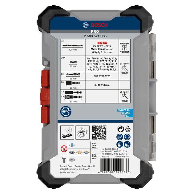 Змішаний набір шуруповертів і свердел Multi Construction PRO Impact, 40 шт. BOSCH, фото , зображення 4 | SNABZHENIE.com.ua