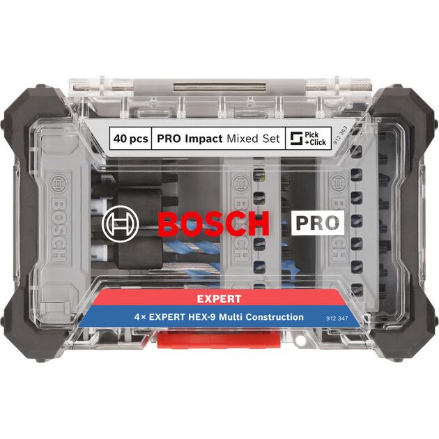 Змішаний набір шуруповертів і свердел Multi Construction PRO Impact, 40 шт. BOSCH, фото , зображення 2 | SNABZHENIE.com.ua