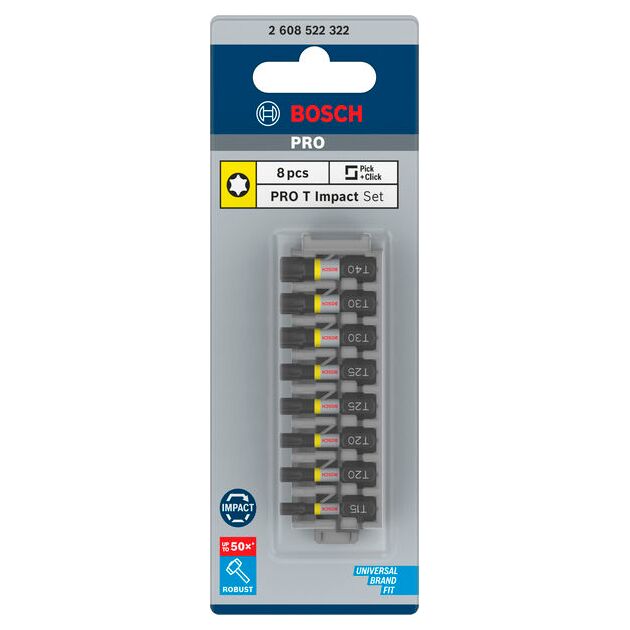 Комплект насадок Impact Control, 8 шт. (T15, T20, T25, T30, T40) BOSCH, фото , изображение 3 | SNABZHENIE.com.ua