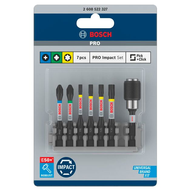 Биты для шуруповерта BOSCH PH2, PZ2, T15-T30, магнитный держатель, 7 шт., фото , изображение 2 | SNABZHENIE.com.ua