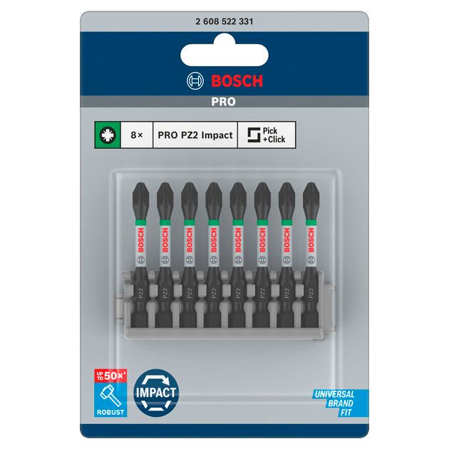 Комплект насадок для ударних дрилів-шуруповертів Impact Control, 8 шт. (PZ2 – 8 шт.) BOSCH, фото , зображення 3 | SNABZHENIE.com.ua