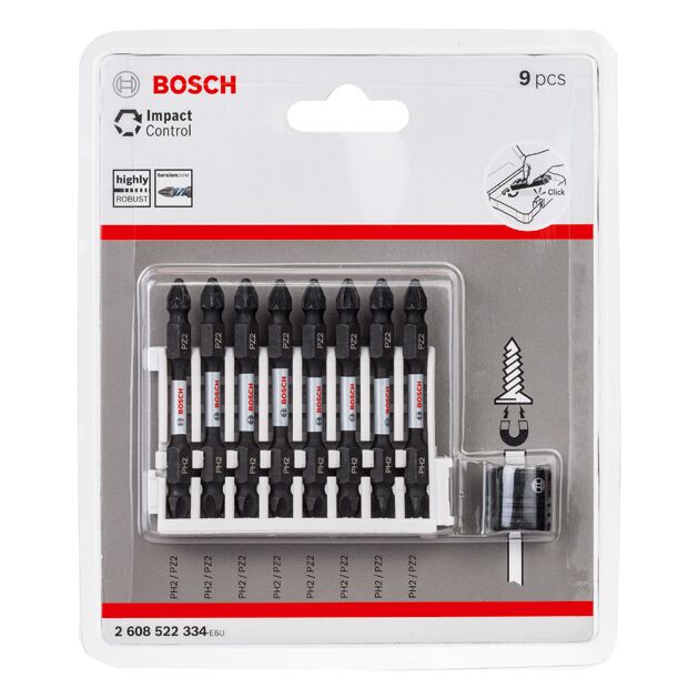 Набор бит для шуруповерта с ударной функцией, 9 шт. BOSCH, фото , изображение 2 | SNABZHENIE.com.ua