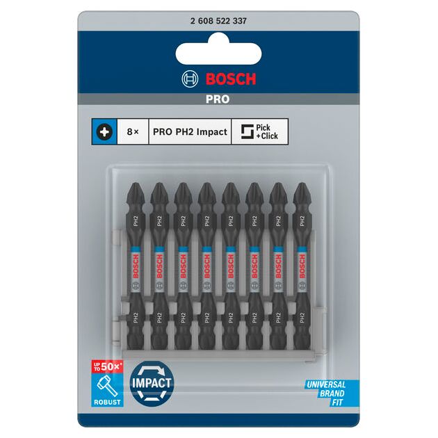 Биты для шуруповерта PH2, 65 мм, ударные, 8 шт., BOSCH, фото , изображение 2 | SNABZHENIE.com.ua