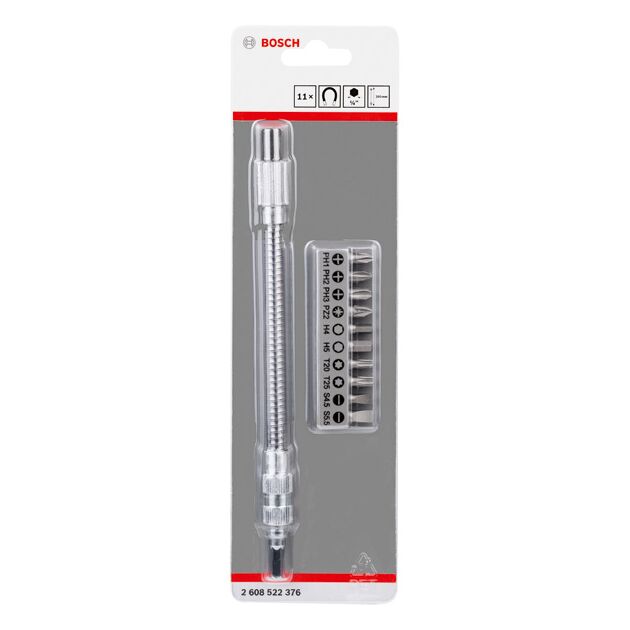 Гнучкий подовжувач 200 мм + 10 біт BOSCH (2608522376), фото , зображення 2 | SNABZHENIE.com.ua