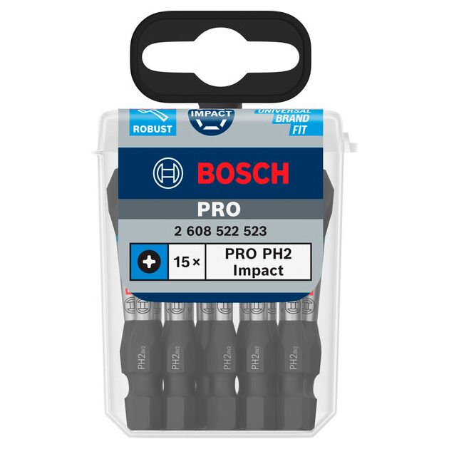 Насадка PRO Phillips Impact PH2 55 мм, 15 шт. BOSCH, фото , изображение 2 | SNABZHENIE.com.ua