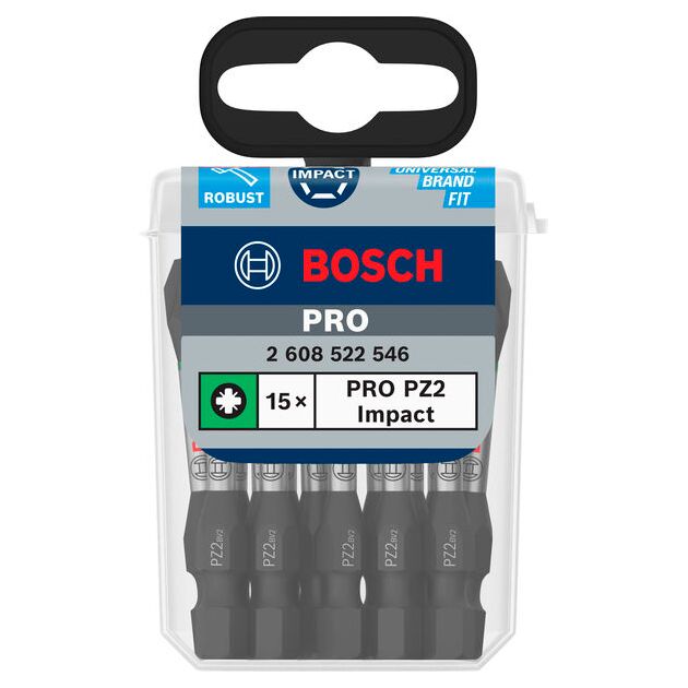 Насадка PRO Pozidriv Impact PZ2, 55 мм, 15 шт. BOSCH, фото , изображение 2 | SNABZHENIE.com.ua