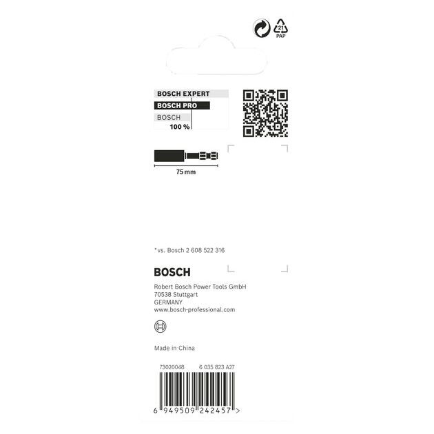 Тримач PRO Standard Bit Holder Impact, 75 мм BOSCH, фото , зображення 4 | SNABZHENIE.com.ua