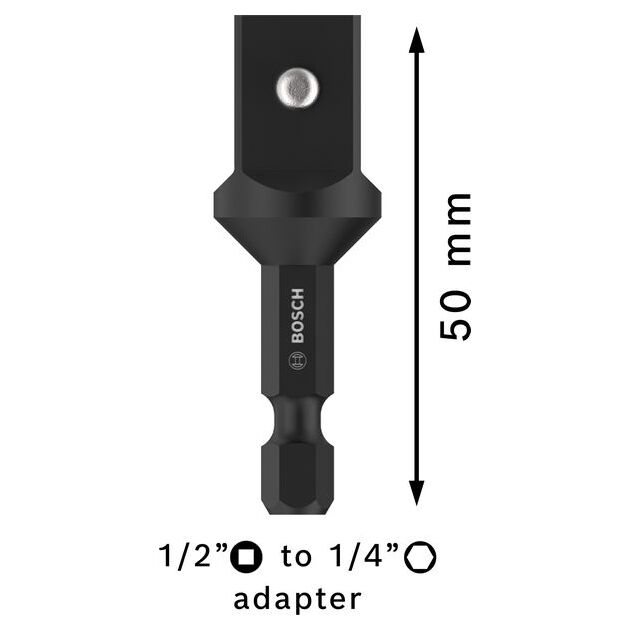 Переходник для бит 1/2" до торцевого ключа 50 мм BOSCH, фото , изображение 4 | SNABZHENIE.com.ua