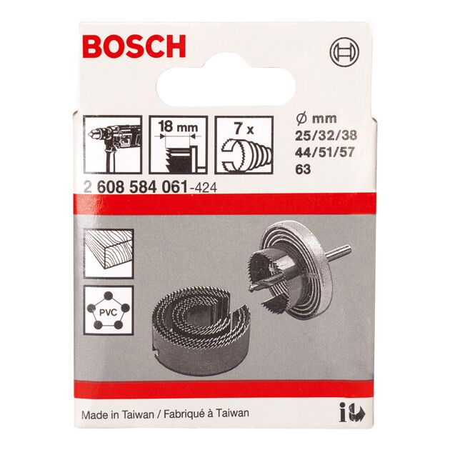 Набір із 7 пиляльних вінців, 25–63 мм BOSCH, фото , зображення 2 | SNABZHENIE.com.ua