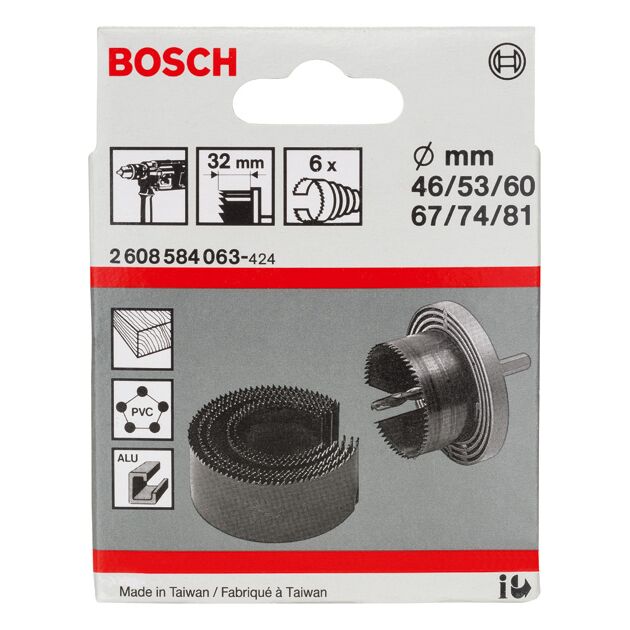 Набір із 6 пиляльних вінців, 46–81 мм BOSCH, фото , зображення 2 | SNABZHENIE.com.ua