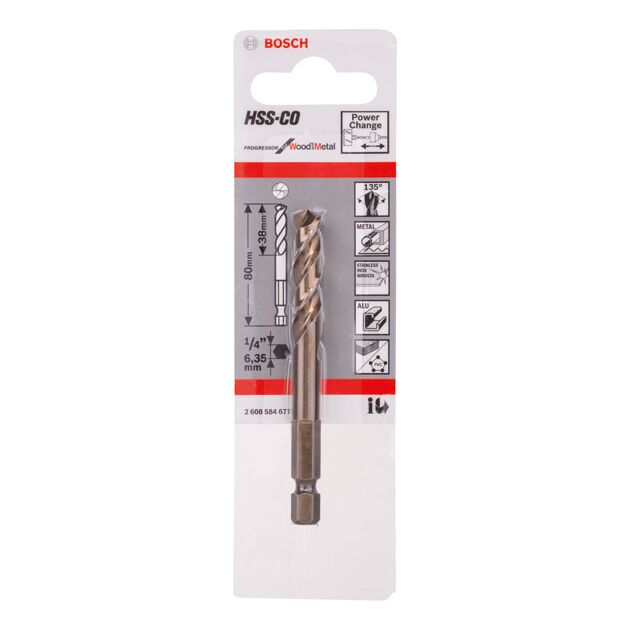 Центрирующее сверло HSS-CO Progressor BOSCH 2608584677, фото , изображение 2 | SNABZHENIE.com.ua
