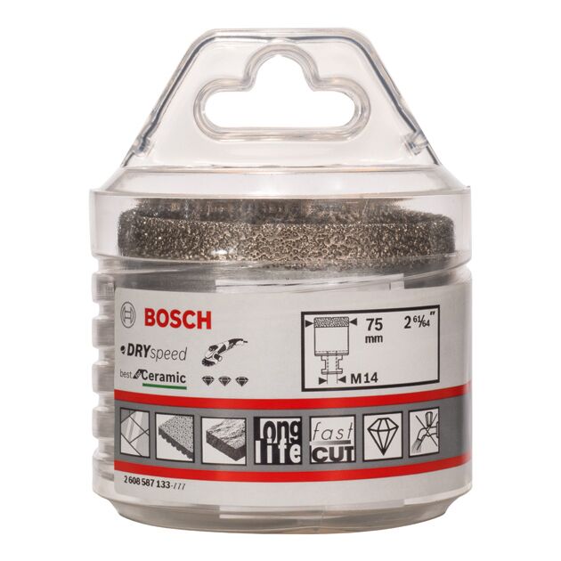 Алмазні свердла для сухого свердління Dry Speed Best for Ceramic 75 x 35 мм BOSCH, фото , зображення 3 | SNABZHENIE.com.ua