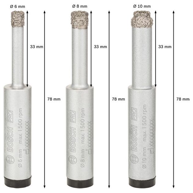 Набор алмазных свердел 6-10 мм BOSCH Robust Line Easy Dry для керамики, фото , изображение 4 | SNABZHENIE.com.ua