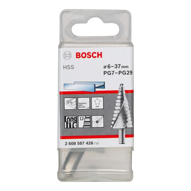 Свердла ступенчатые из быстрорежущей стали 6 - 37 мм, 10,0 мм, 93 мм BOSCH, фото , изображение 2 | SNABZHENIE.com.ua