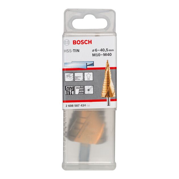Сверла ступенчатые HSS-TiN M10-M40, 10,0 мм, 125,5 мм BOSCH, фото , изображение 2 | SNABZHENIE.com.ua