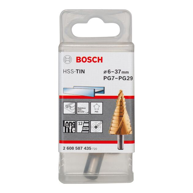 Свердла ступенчатые HSS-TiN 6-37 мм, 10,0 мм, 93 мм BOSCH, фото , изображение 2 | SNABZHENIE.com.ua
