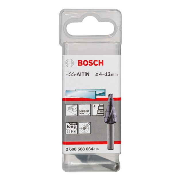 Сверла ступенчатые HSS-AlTiN 4-12 мм, 6,0 мм, 50 мм BOSCH, фото , изображение 2 | SNABZHENIE.com.ua