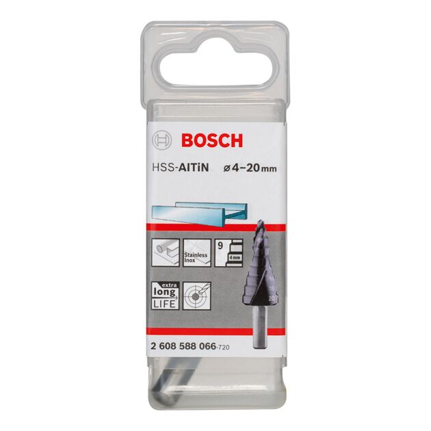 Сверла ступенчатые HSS-AlTiN 4-20 мм, 8,0 мм, 70,5 мм BOSCH, фото , изображение 2 | SNABZHENIE.com.ua