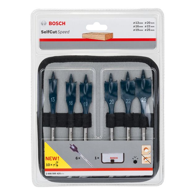Набор из 6 перовых сверл SelfCut Speed, 13–25 мм BOSCH, фото , изображение 2 | SNABZHENIE.com.ua