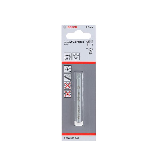 Алмазне свердло Expert for Ceramic 6 мм BOSCH, фото , зображення 3 | SNABZHENIE.com.ua