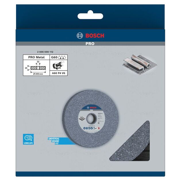 Шлифкруг Bosch 200x32x25 мм, зерно 60 (2608600112), фото , изображение 2 | SNABZHENIE.com.ua