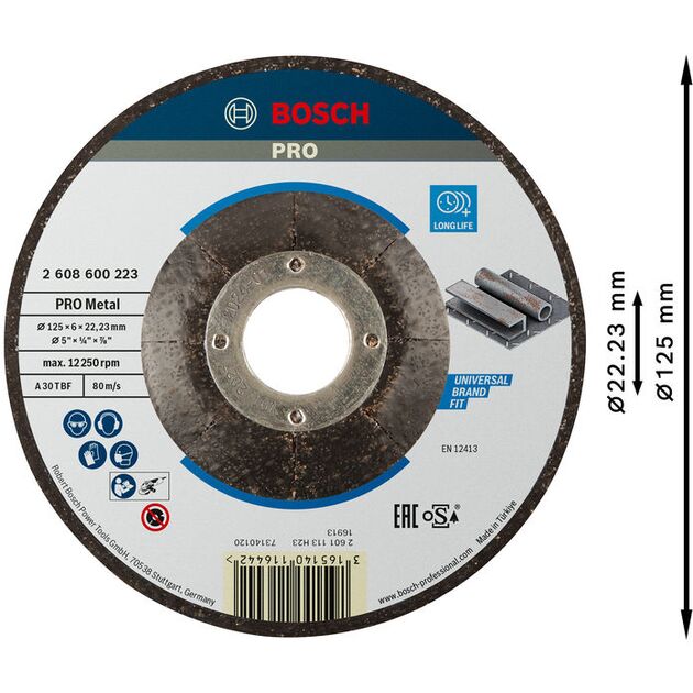 Круг обдирочный 125 x 6,0 x 22,23 мм по металлу, Expert BOSCH, фото , изображение 2 | SNABZHENIE.com.ua