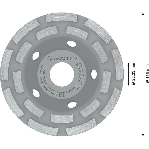 Алмазний чашковий шліфувальний круг Expert for Concrete Long Life 115 x 22,23 x 5 мм BOSCH, фото , зображення 4 | SNABZHENIE.com.ua
