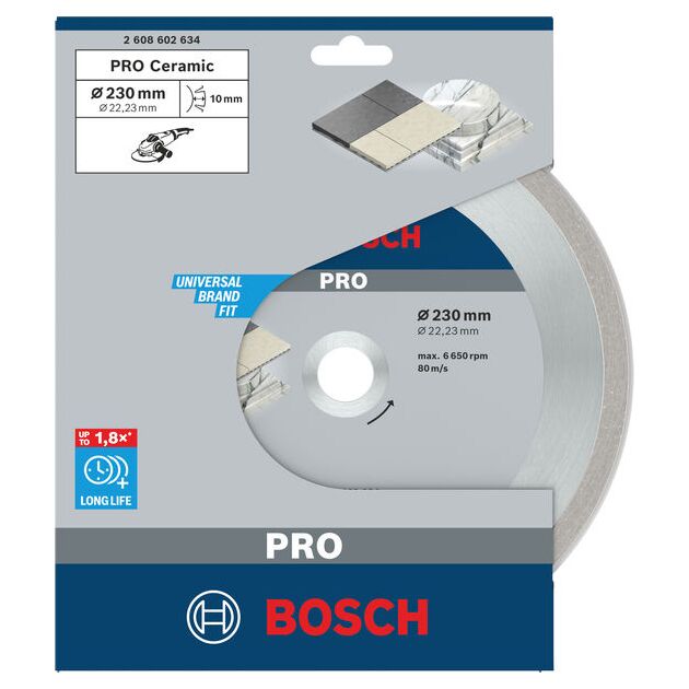 Алмазный диск BOSCH 230 мм для керамики 22,23 x 2,4 x 10 мм, фото , изображение 3 | SNABZHENIE.com.ua