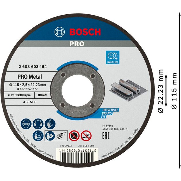 Отрезной круг 115х2,5х22,23 мм по металлу BOSCH Standard, фото , изображение 2 | SNABZHENIE.com.ua