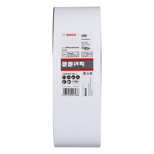 10 шлифлента X440 для дерева и краски 75x533мм K180 BOSCH, фото , изображение 3 | SNABZHENIE.com.ua
