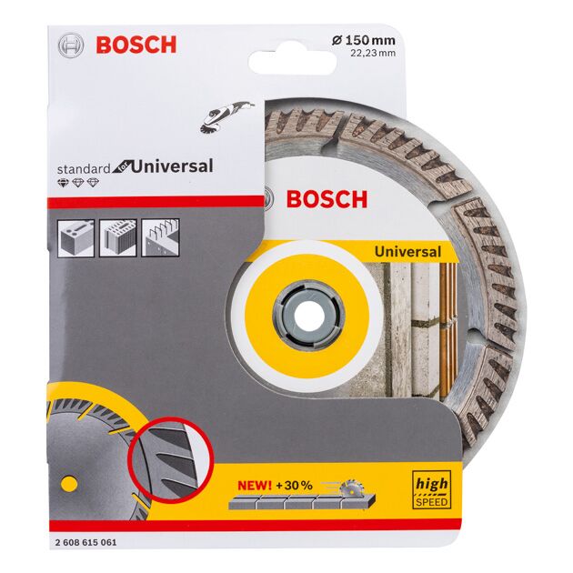 Алмазный отрезной круг 150мм, 22,23мм, BOSCH Standard for Universal, фото , изображение 2 | SNABZHENIE.com.ua