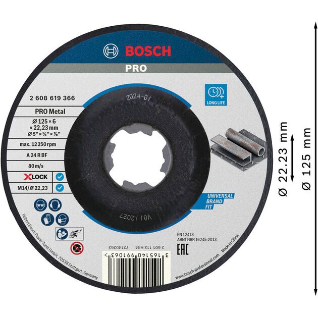 Диск отрезной X-LOCK SfM, 125 x 6 мм T27 BOSCH, фото , изображение 2 | SNABZHENIE.com.ua