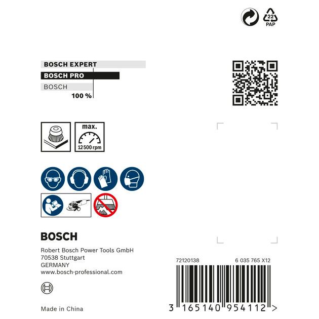 Щетка чашечная Bosch X-Lock 75 мм, витая сталь 0,3 мм, фото , изображение 5 | SNABZHENIE.com.ua