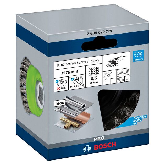 Щітка X-LOCK, дріт із вузликами, нержавіюча сталь, 75 мм BOSCH, фото , изображение 3 | SNABZHENIE.com.ua