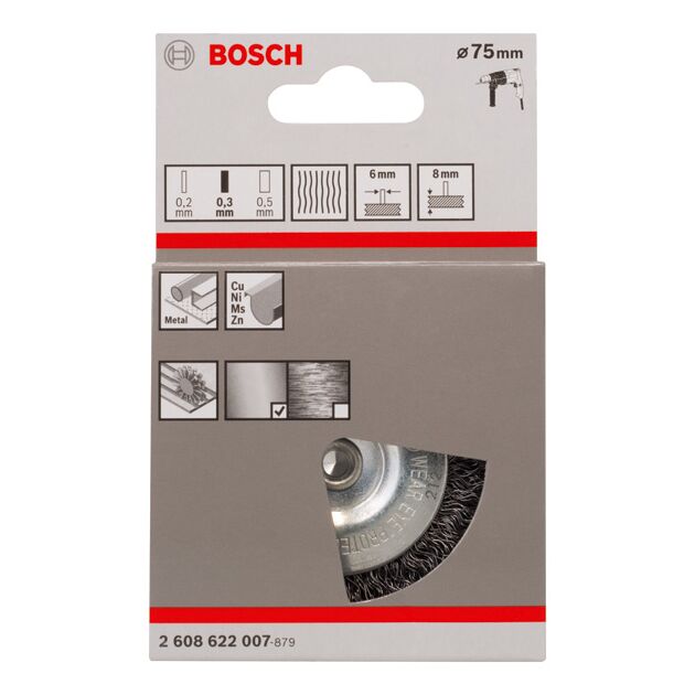 Щітка дискова, хвилястий дріт, сталь, 75 x 0,3 мм BOSCH, фото , изображение 3 | SNABZHENIE.com.ua