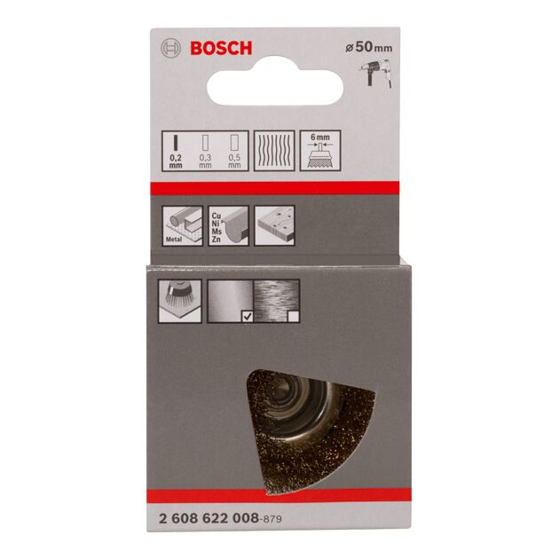 Щітка зачистна, хвилястий дріт, латунь, 50 x 0,2 мм BOSCH, фото , изображение 3 | SNABZHENIE.com.ua