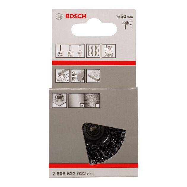 Щітка зачистна, хвилястий дріт, сталь, 50 x 0,2 мм BOSCH, фото , изображение 2 | SNABZHENIE.com.ua