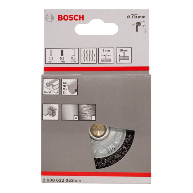 Дисковая щетка, волнистый провод, сталь, 75 x 0,3 мм BOSCH, фото , изображение 2 | SNABZHENIE.com.ua