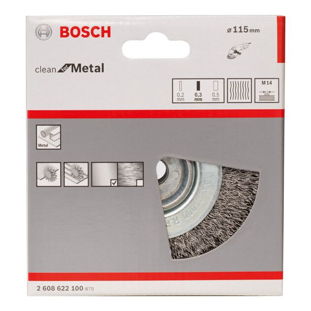 Щітка дискова, хвилястий дріт, сталь, 115 мм BOSCH, фото , изображение 3 | SNABZHENIE.com.ua
