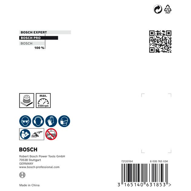 Щітка зачисна з дротом, вузлики, нержавіюча сталь, 100 мм BOSCH, фото , изображение 5 | SNABZHENIE.com.ua
