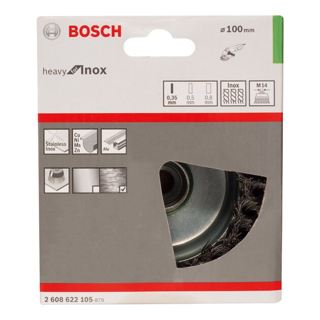 Щітка зачисна з дротом, вузлики, нержавіюча сталь, 100 мм BOSCH, фото , изображение 3 | SNABZHENIE.com.ua