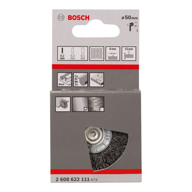 Щітка дискова, хвилястий дріт, сталь 50x0,2 мм BOSCH, фото , изображение 3 | SNABZHENIE.com.ua