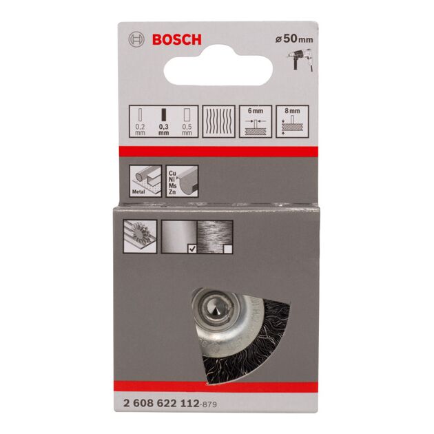 Щітка дискова з хвилястим дротом, сталь, 50 x 0,3 мм BOSCH, фото , изображение 2 | SNABZHENIE.com.ua