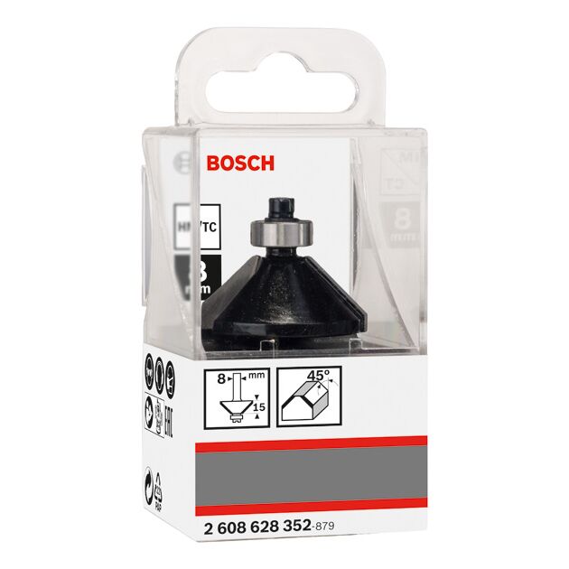 Фреза фасочная 45° 35x15x56 мм, хвостовик 8 мм BOSCH (2608628352), фото , изображение 2 | SNABZHENIE.com.ua