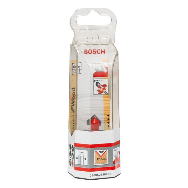 Фреза V-образная 8 мм Expert for Wood, D 12,7 мм, L 10 мм, G 44,5 мм, 90° BOSCH, фото , изображение 2 | SNABZHENIE.com.ua